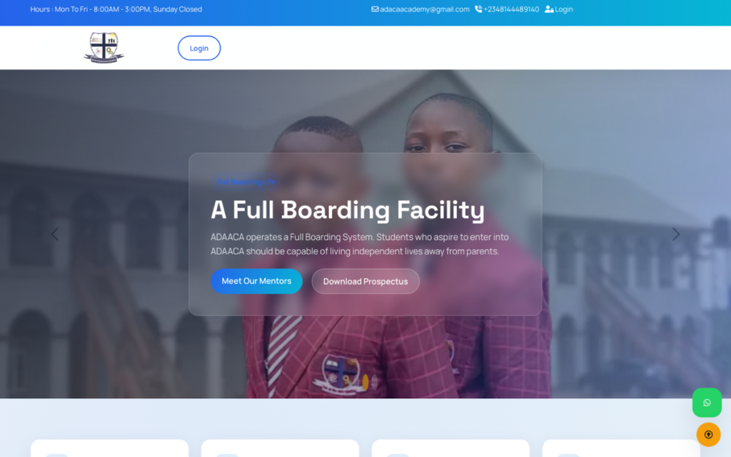 Screenshot of the ADAACA website