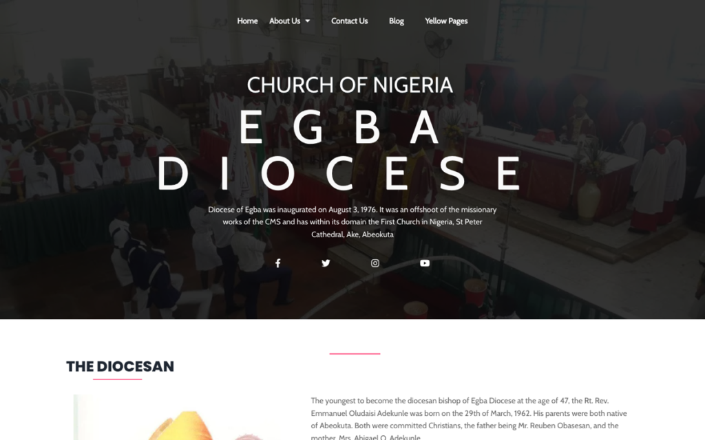 Screenshot of the Egba Anglican Diocese website