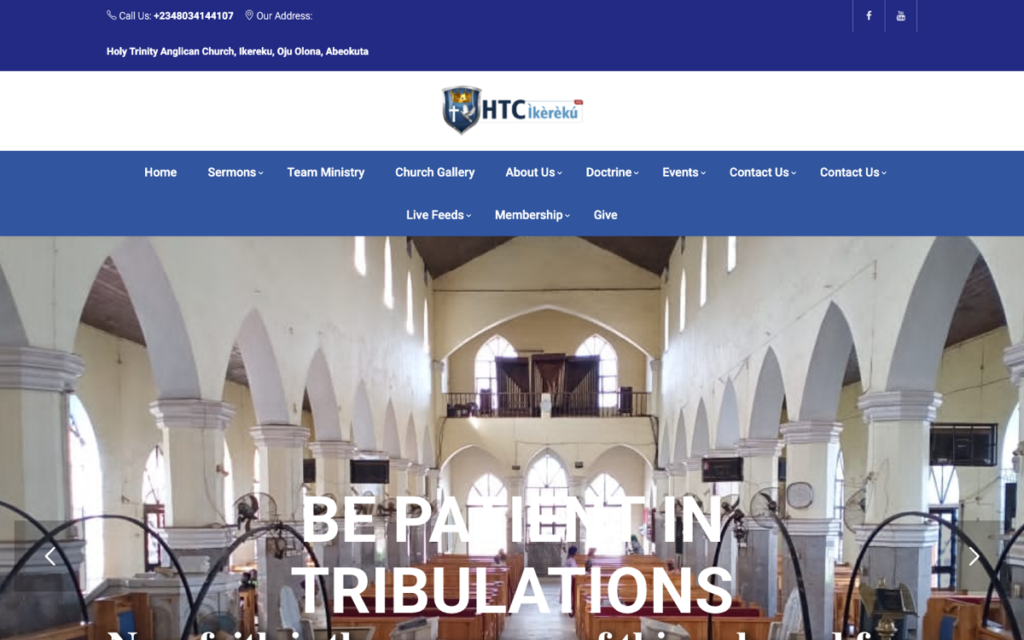 Screenshot of the Holy Trinity Anglican Church, Ikereku website